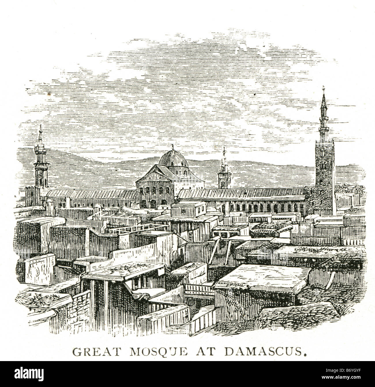 Grande moschea a Damasco la moschea Ummayad, conosciuta anche come la Grande Moschea di Damasco è uno dei più grandi e più antiche moschee Foto Stock