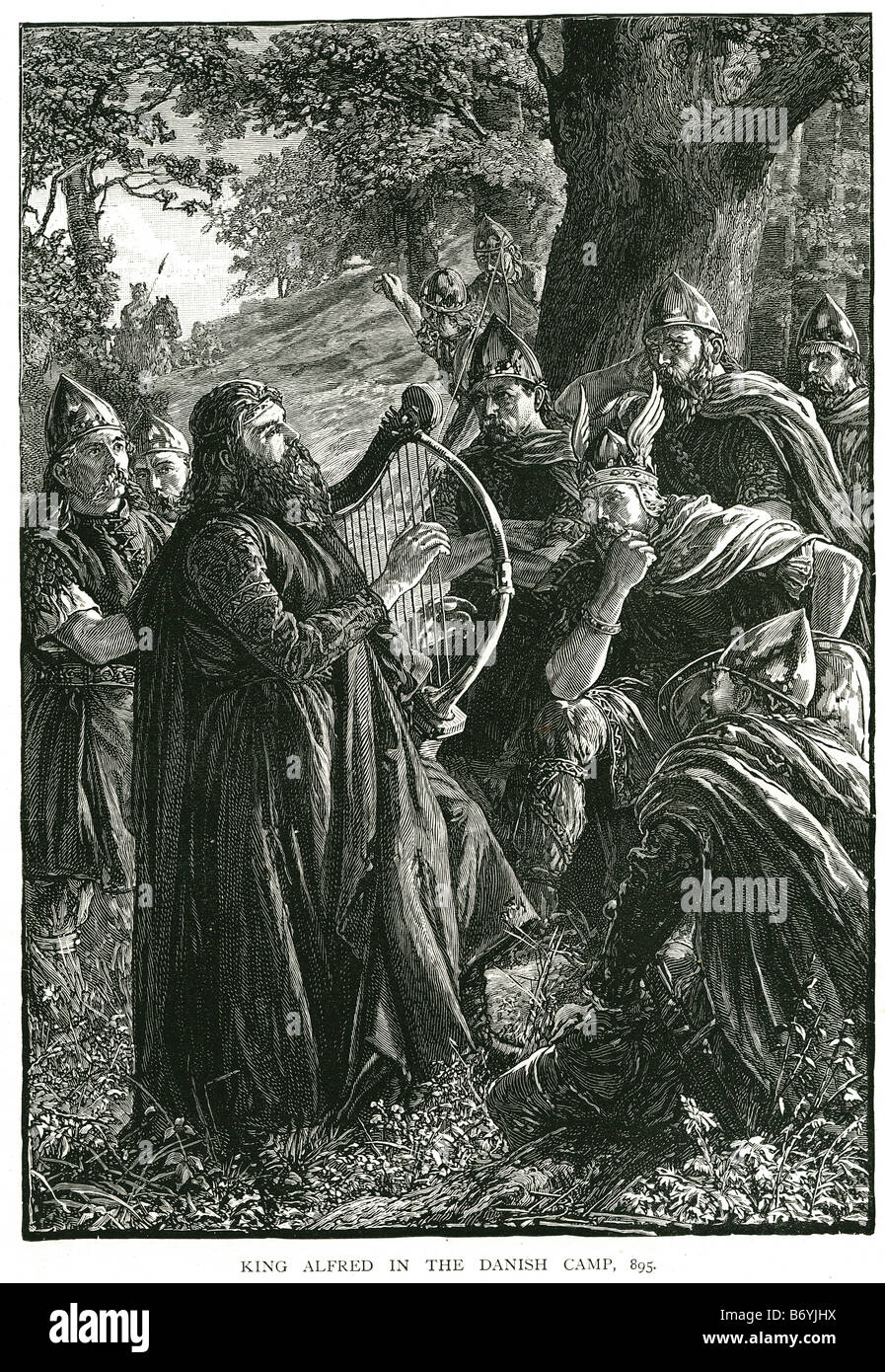Re Alfredo il Grande nel campo danese 895 Regno anglosassone Foto Stock