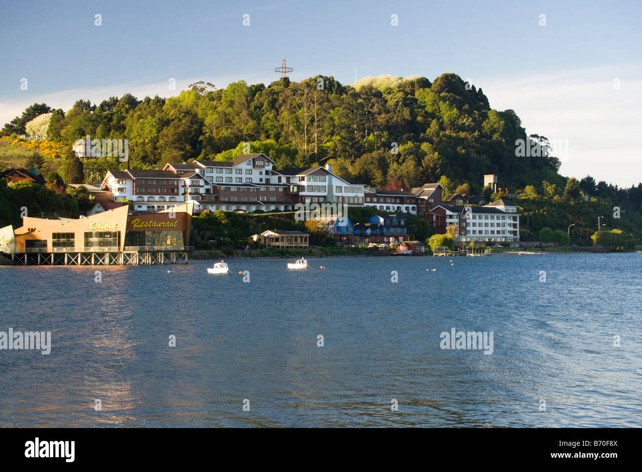 Hotel Cabanas del Lago sul lago Llanquihue Foto Stock