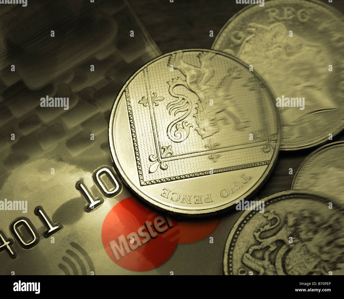 Concetto finanziario: Pagamento in contanti o con carta di credito Foto Stock