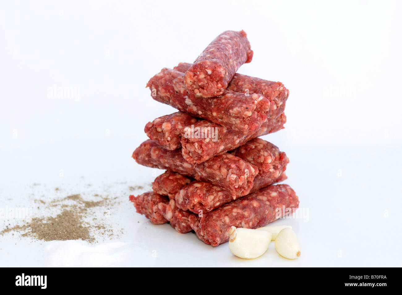 Una pila di Kebab crudo Foto Stock