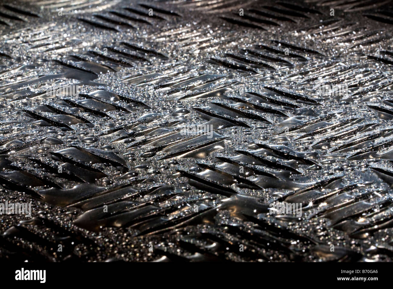 Artistico di close-up di un battistrada di acciaio piatto Foto Stock