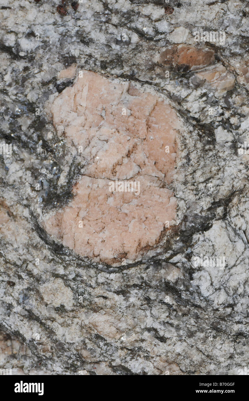 Il feldspato è il nome di un gruppo di rock formando minerali di silicato che compongono tanto quanto 60 della crosta terrestre Foto Stock