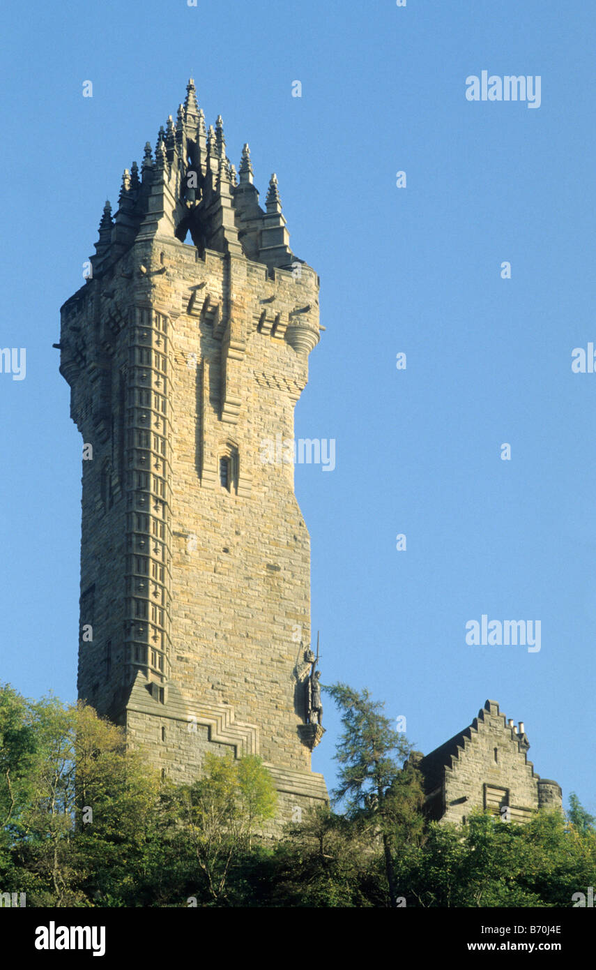 William Wallace Monument torre in pietra Stirling Scozia UK folk scozzese eroe medievale legenda monarch Foto Stock