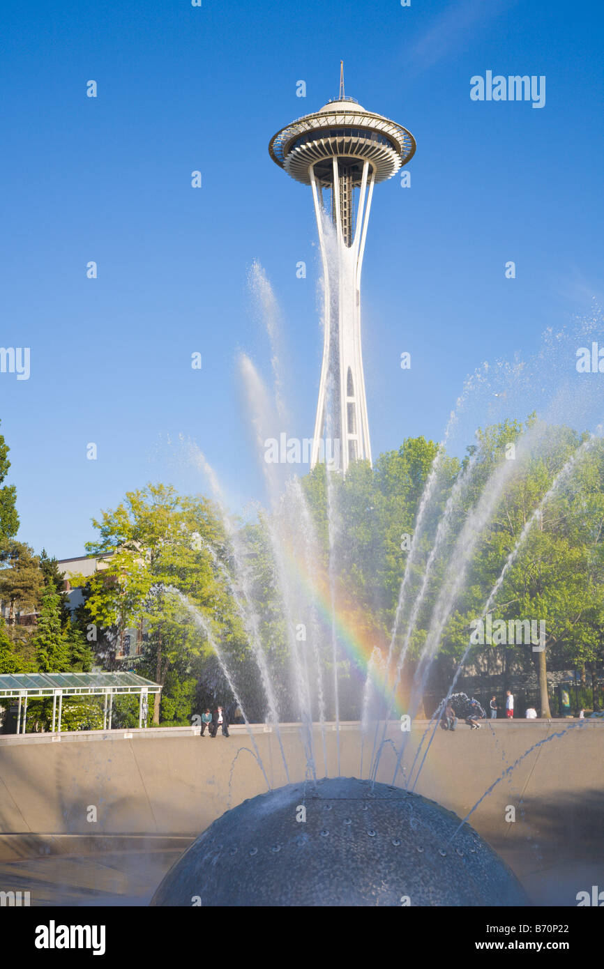 International fontana nel centro di Seattle vicino allo Space Needle Foto Stock