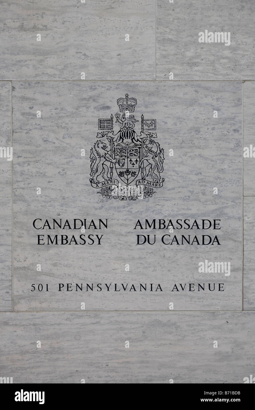 Ambasciata canadese marcatore di indirizzo Foto Stock