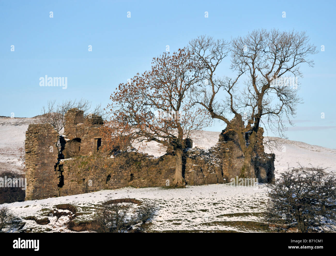 Pendragon Castello, Eden Valley, Mallerstang, Cumbria, England, Regno Unito, Europa. Foto Stock