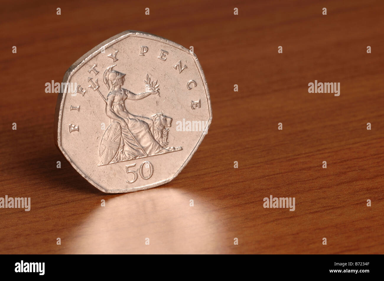 moneta da 50 pence Foto Stock