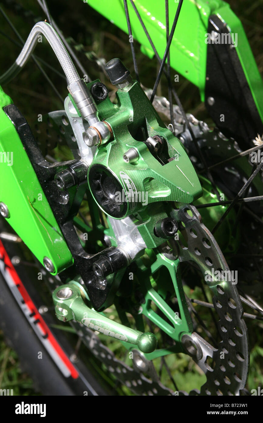Mountain bike impianto frenante idraulico. Foto Stock