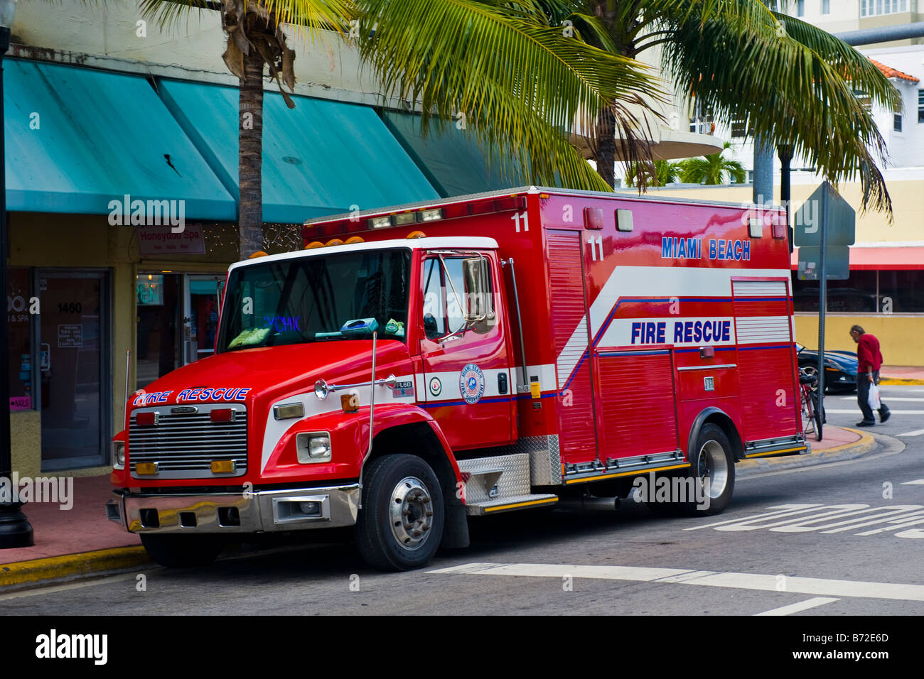 Miami Beach , Servizio di emergenza , Fire Rescue carrello , ' salvare vite insieme ', organo e donazione di tessuto , la luce blu services Foto Stock