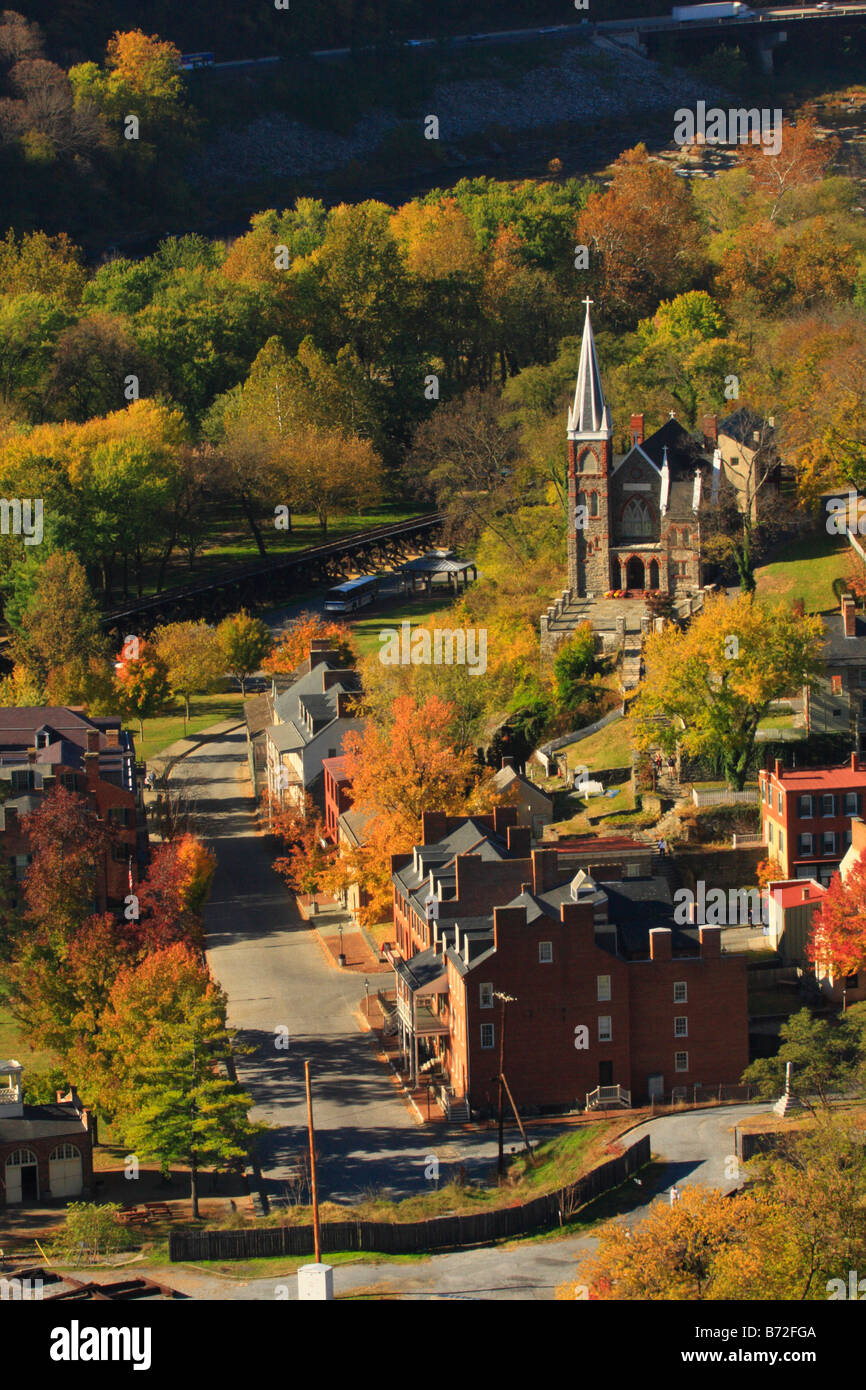 Vista dal Maryland rocce di harpers Ferry, Shenandoah Valley, West Virginia, USA Foto Stock