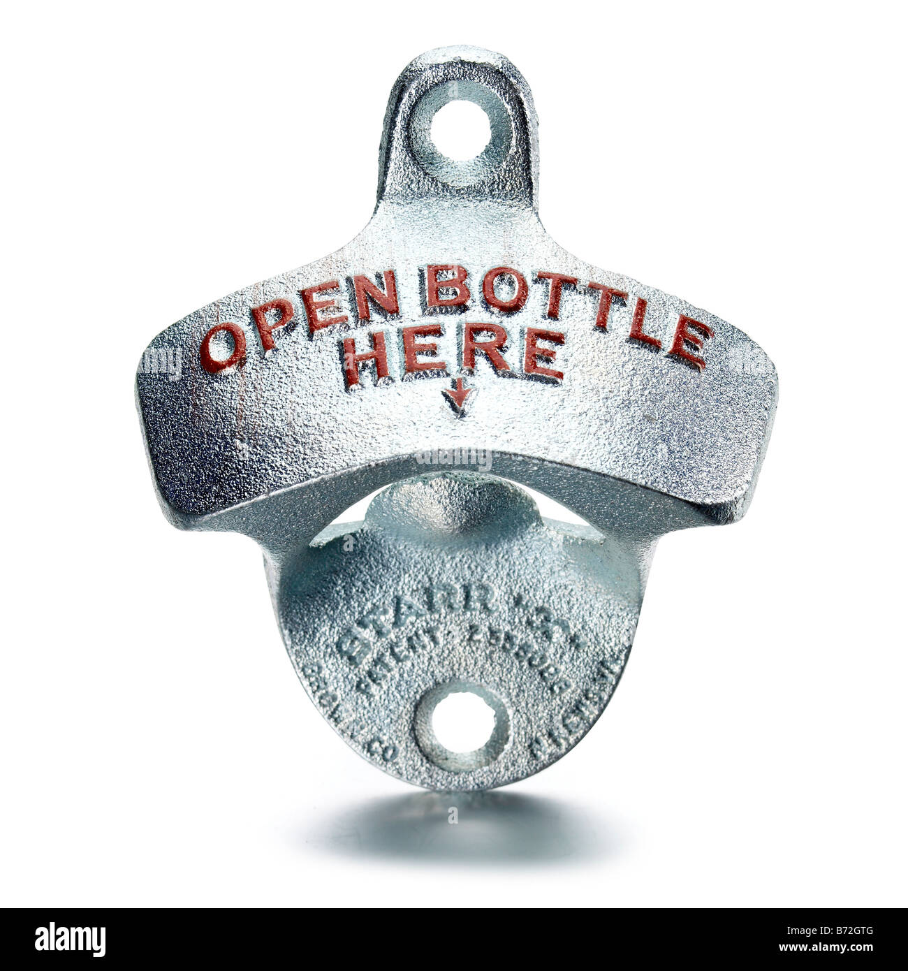 apribottiglie in metallo per tagliare il montaggio a parete Foto Stock