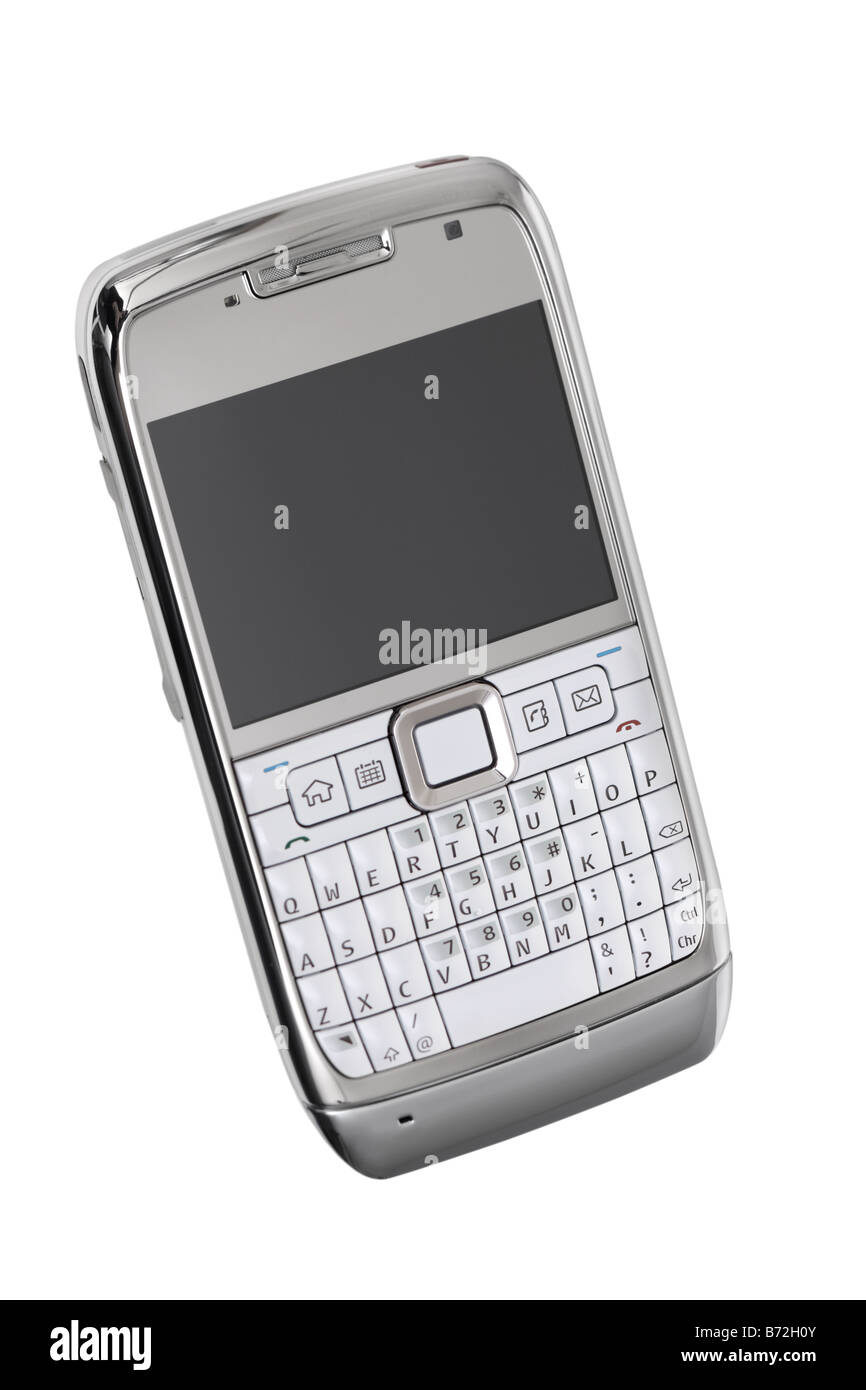 Telefono cellulare pda ritagliata su sfondo bianco Foto Stock