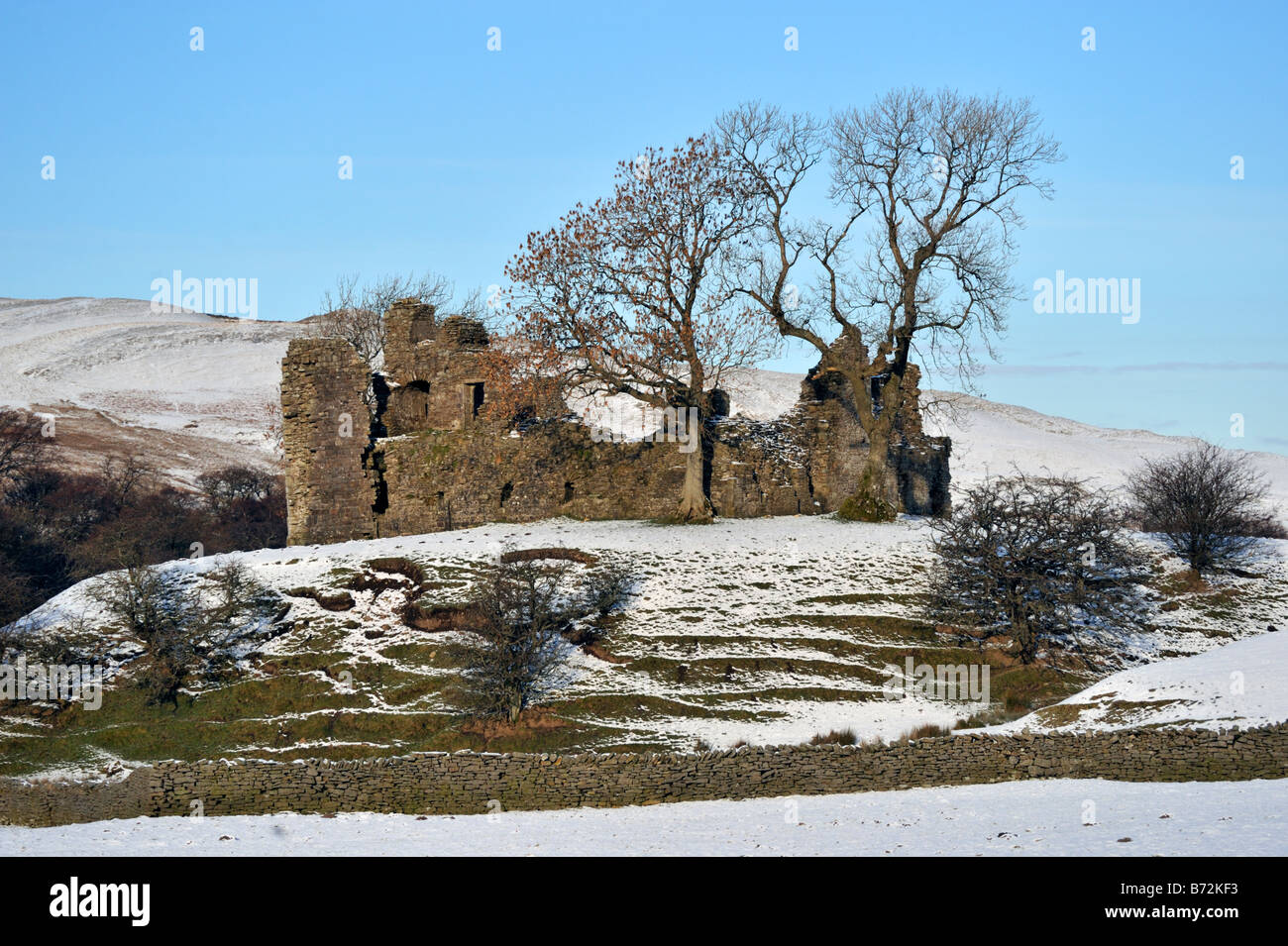 Pendragon Castello, Eden Valley, Mallerstang, Cumbria, England, Regno Unito, Europa. Foto Stock