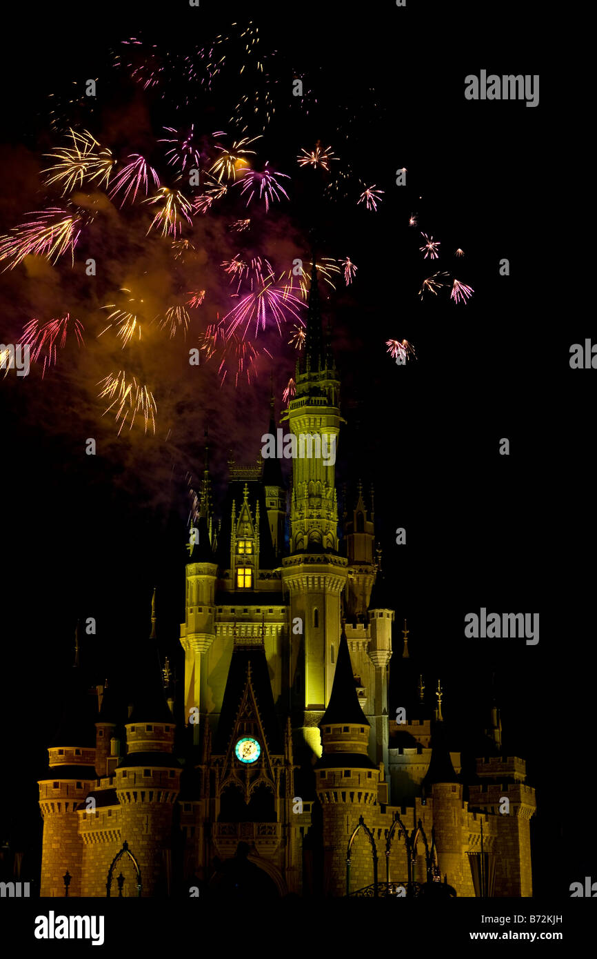 I desideri spettacolo di fuochi d'artificio a Disney s Magic Kingdom Foto Stock