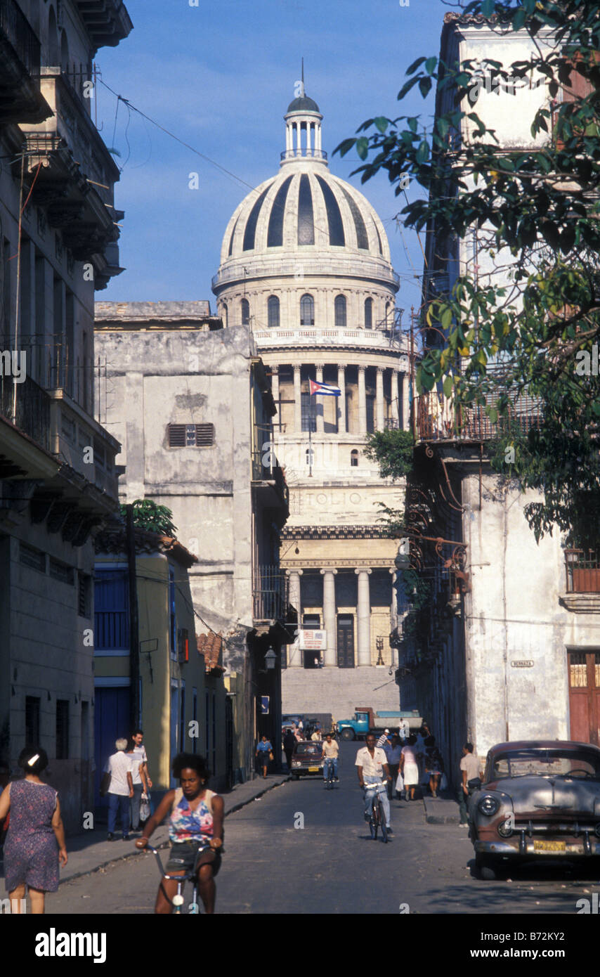 Vecchio captol dal Brasile street havana cuba Foto Stock