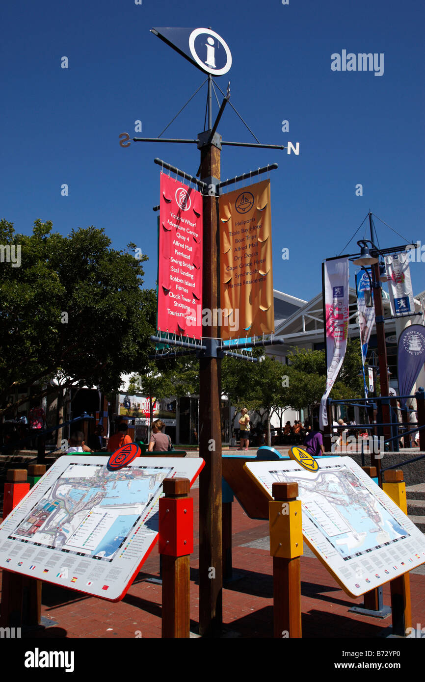 Informazioni mappa in piazza del mercato V&A Waterfront, Città del Capo SUD AFRICA Foto Stock