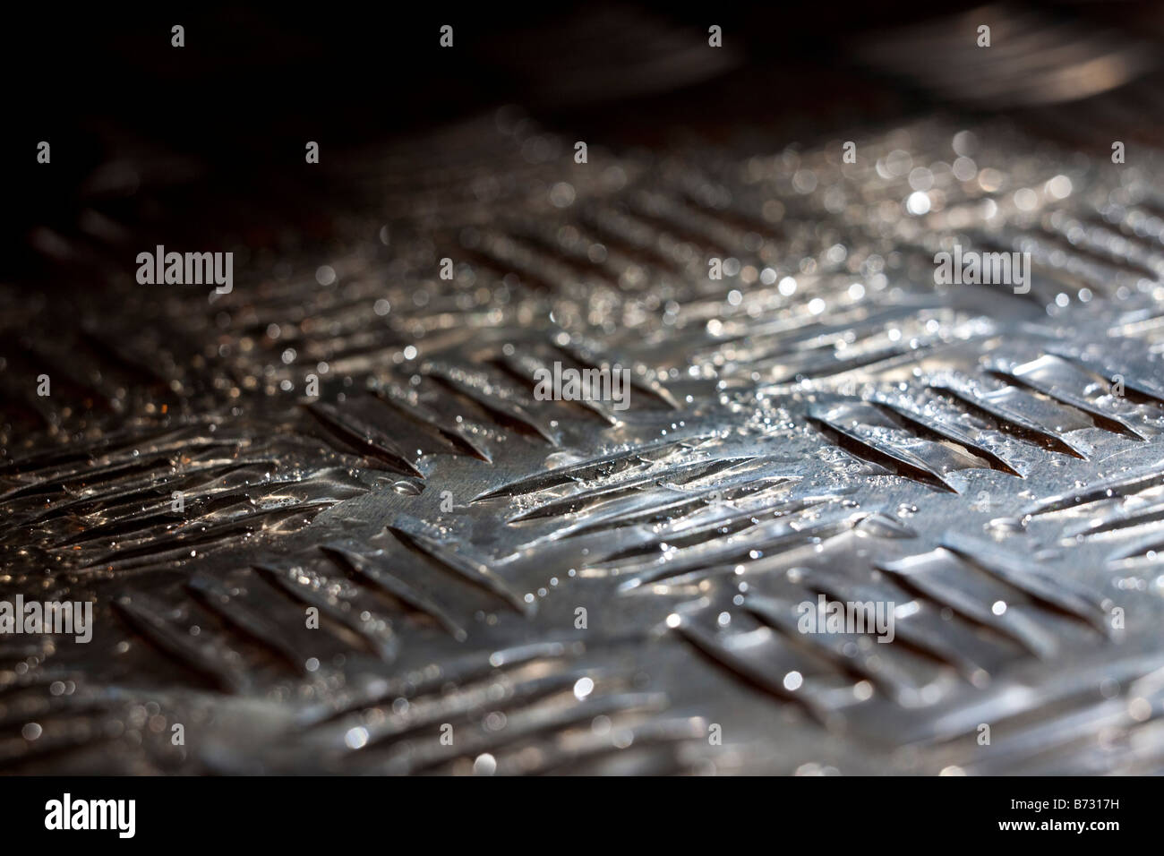 Artistico di close-up di un battistrada di acciaio piatto Foto Stock