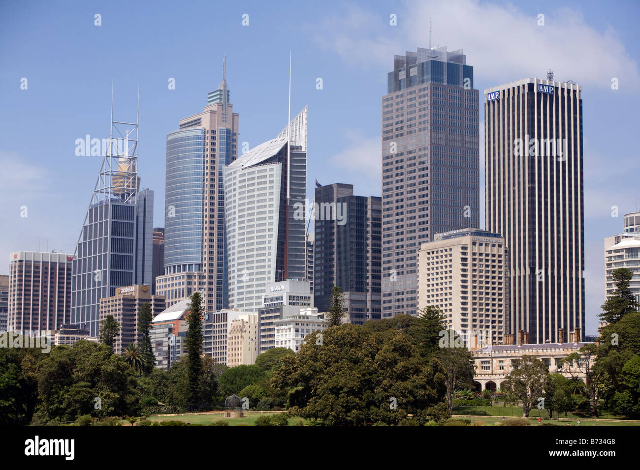 Sydney skyline della città comprendente famose torri di uffici ed edifici nel quartiere centrale degli affari,l'Australia Foto Stock