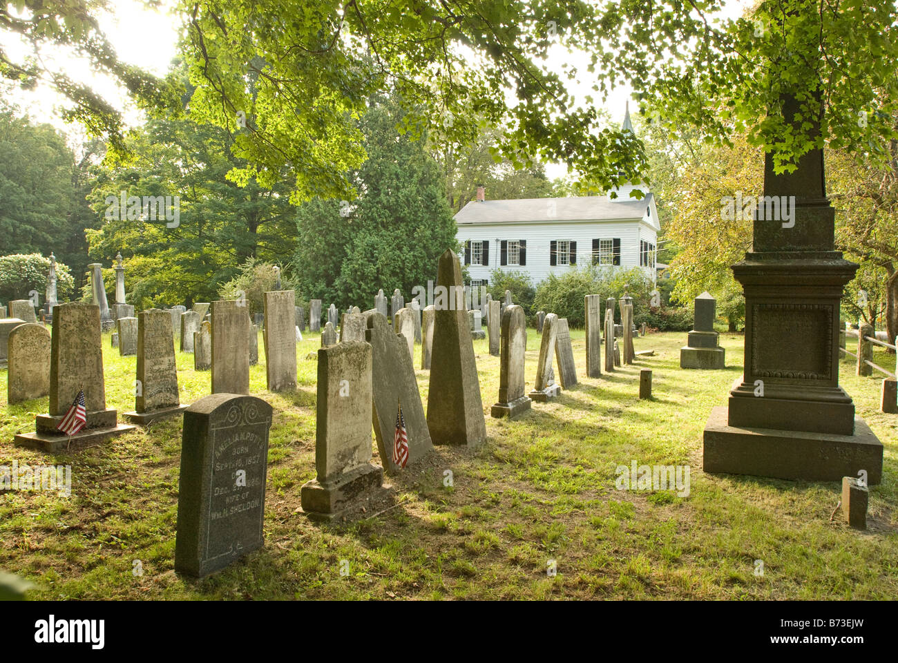 Vecchie lapidi nel cimitero di guerra rivoluzionaria cimitero, South Egremont, Massachusetts, New England, STATI UNITI D'AMERICA. Foto Stock