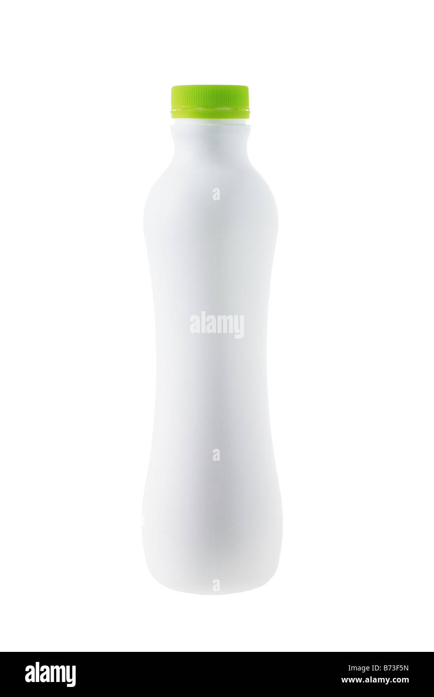 Vuoto in plastica bianco bottiglia di succo di frutta su sfondo bianco Foto Stock