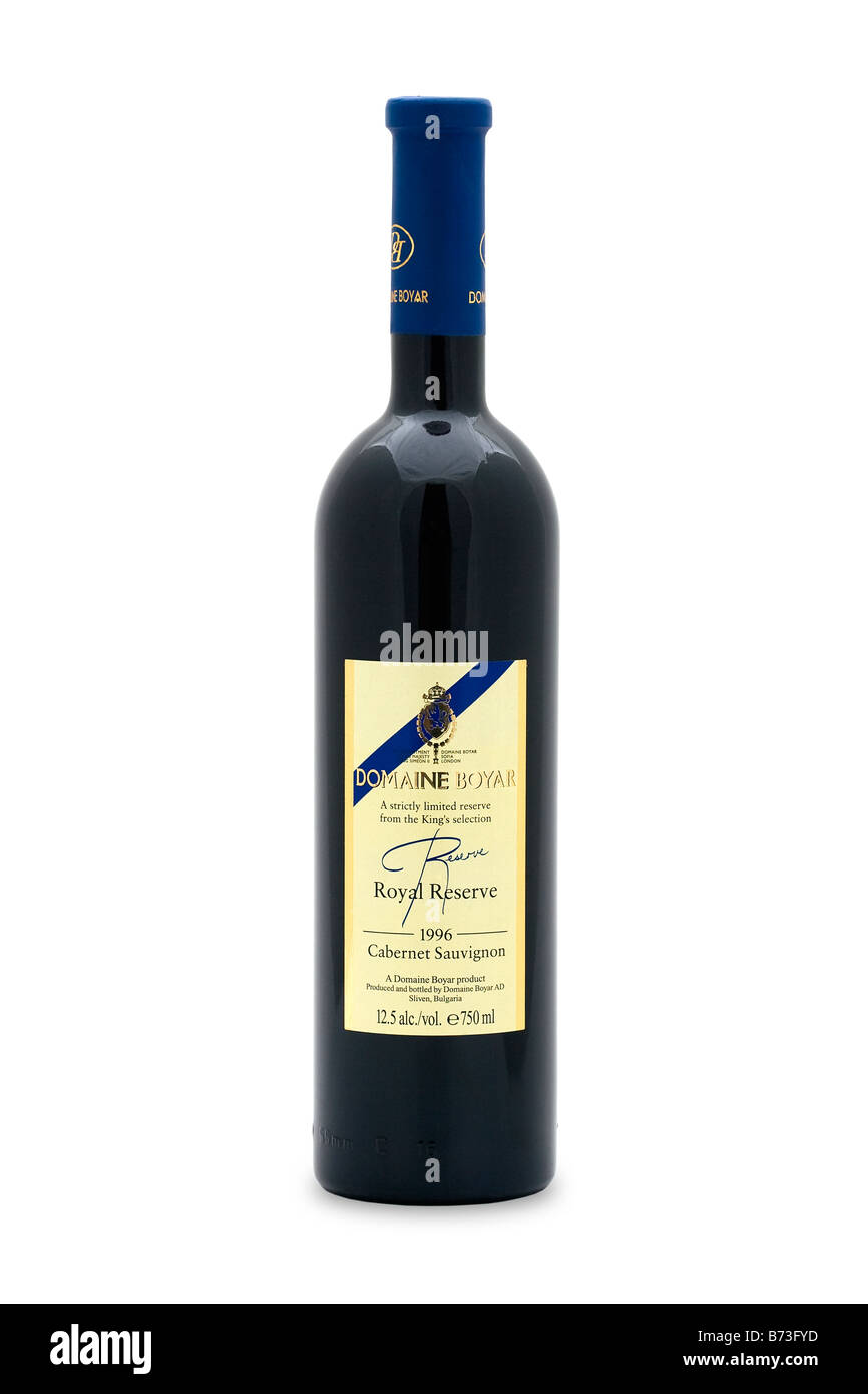 La Bulgaria domaine boyar riserva reale cabernet sauvignon 1996 vino rosso secco rubino scuro di colore viola sfumature di chiodi di garofano cannella caramello Foto Stock