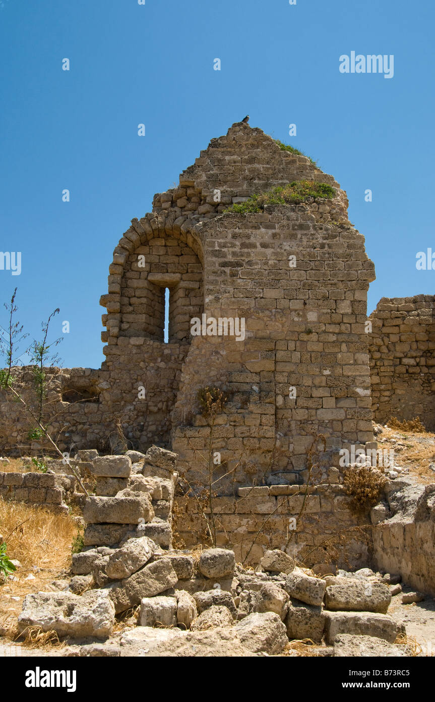 La rovina di torre cittadella dei crociati parete,Cesarea Parco Nazionale,Israele Foto Stock