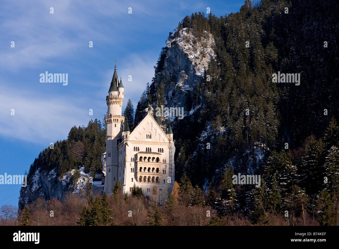 Il Castello di Neuschwanstein vicino a Fussen, Baviera Germania Foto Stock