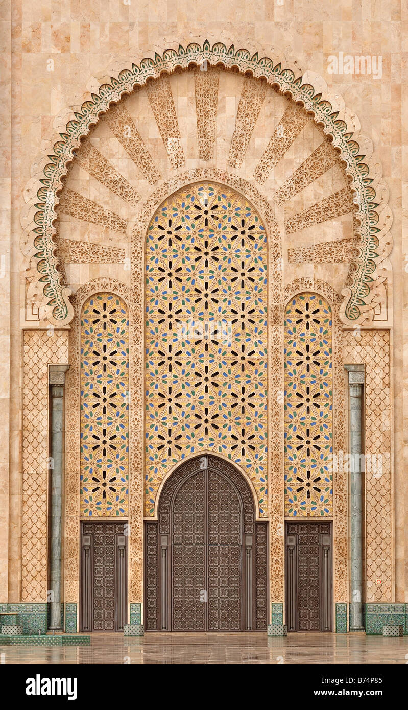 Dettaglio della moschea di Hassan II a Casablanca in Marocco Foto Stock