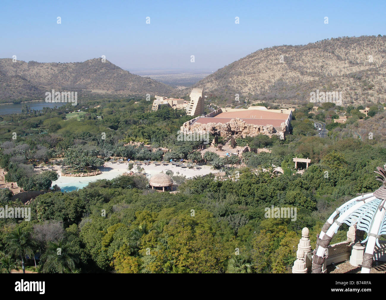 Una vista dal palazzo della città perduta a Sun City, in Sudafrica Foto Stock