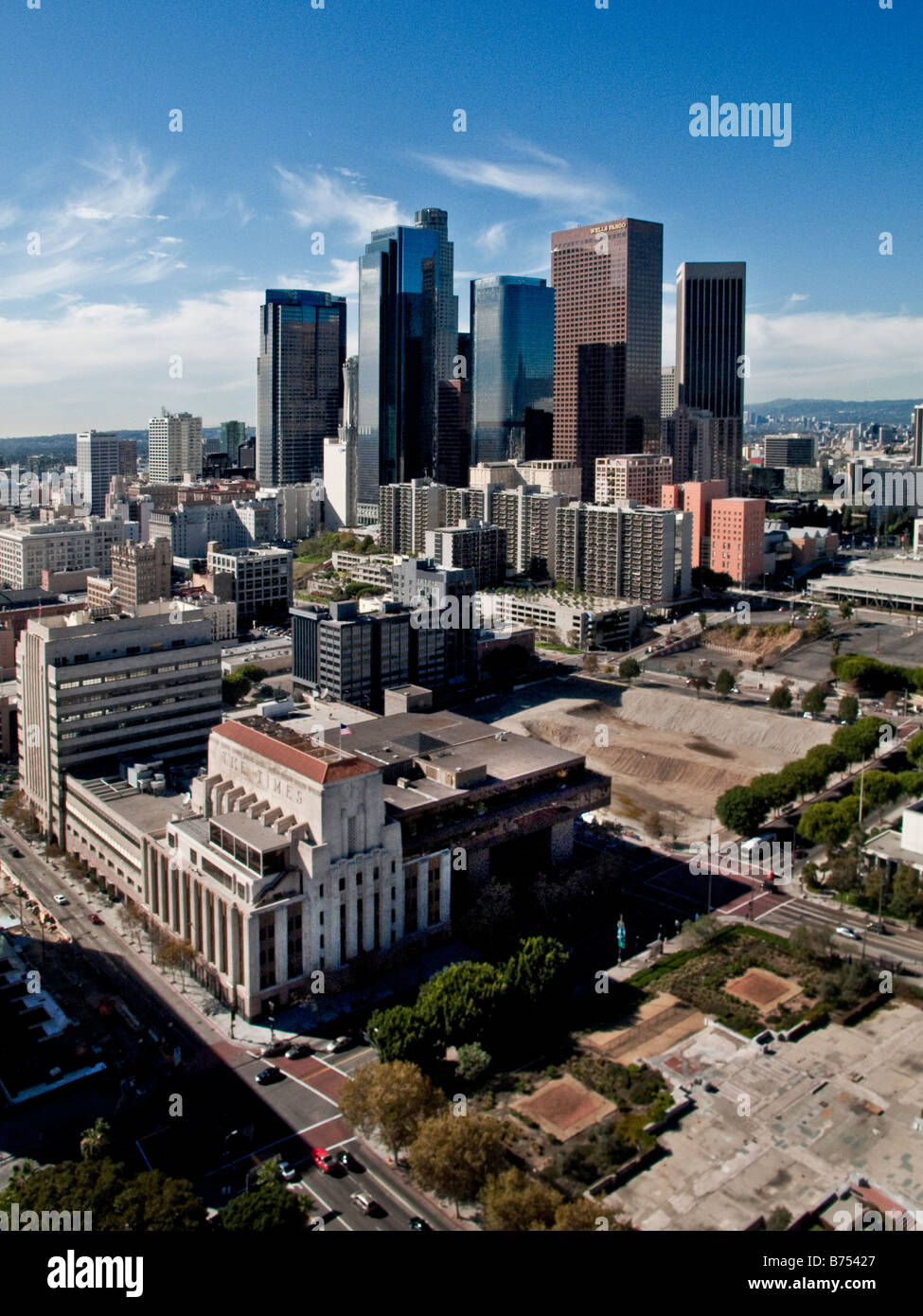 Angolo di Alta Vista del centro della città di Los Angeles in California Foto Stock