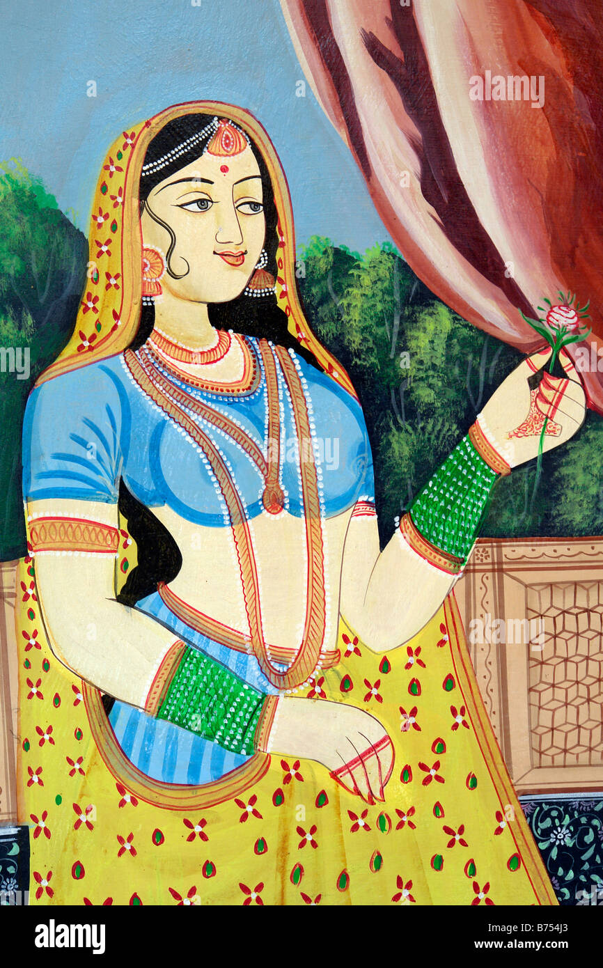 Indiana tradizionale pittura a parete o affresco vicino a nawalgarh Foto Stock