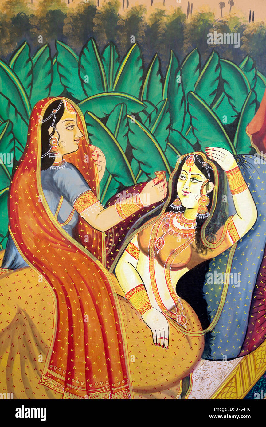 Indiana tradizionale pittura a parete o affresco vicino a nawalgarh Foto Stock
