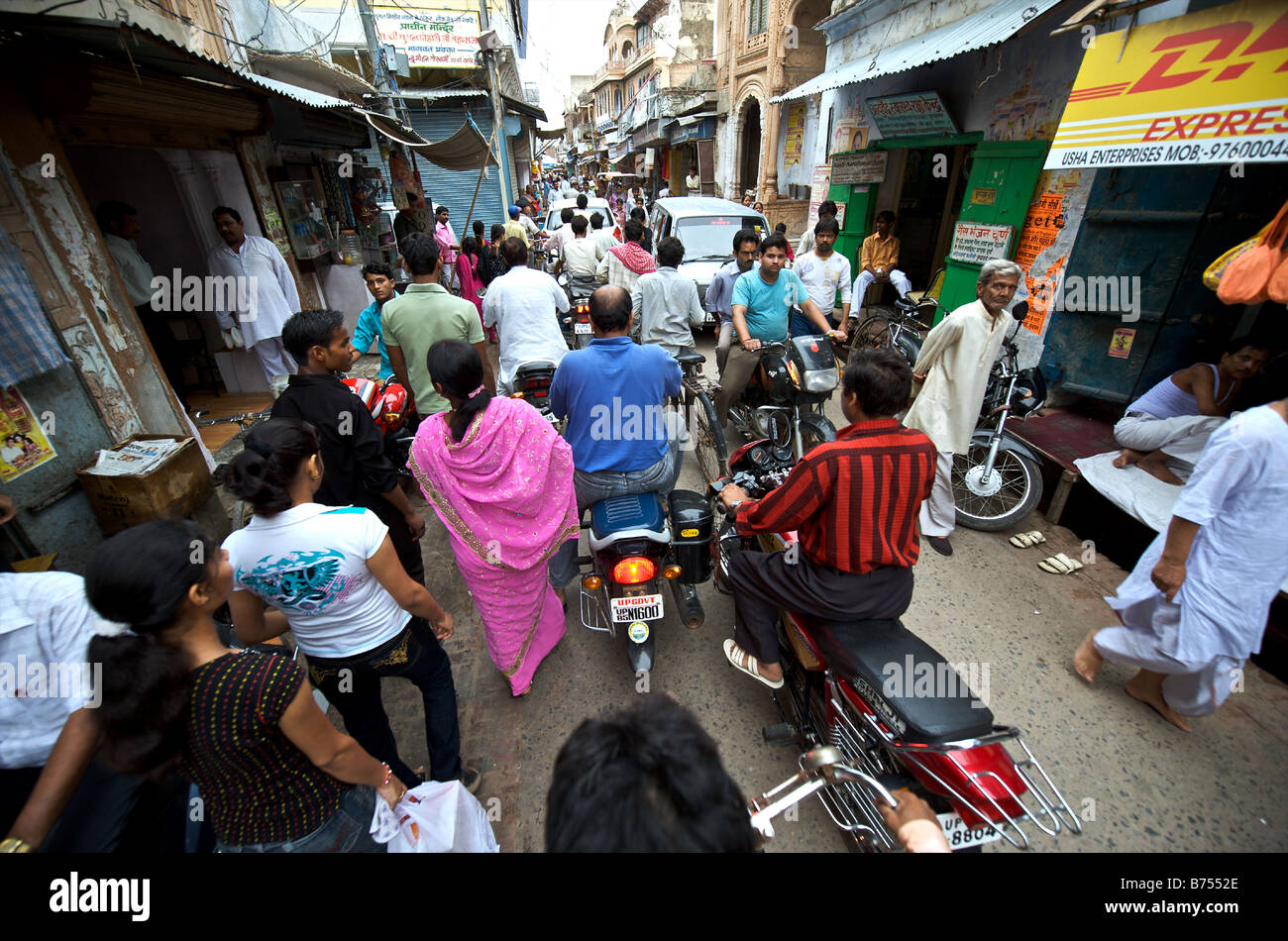 India Vrindavan un streetscene Foto Stock
