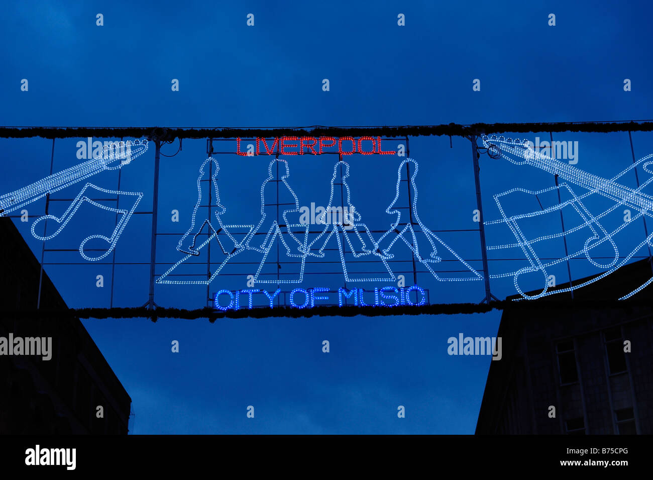 Liverpool Città della Musica Banner Foto Stock