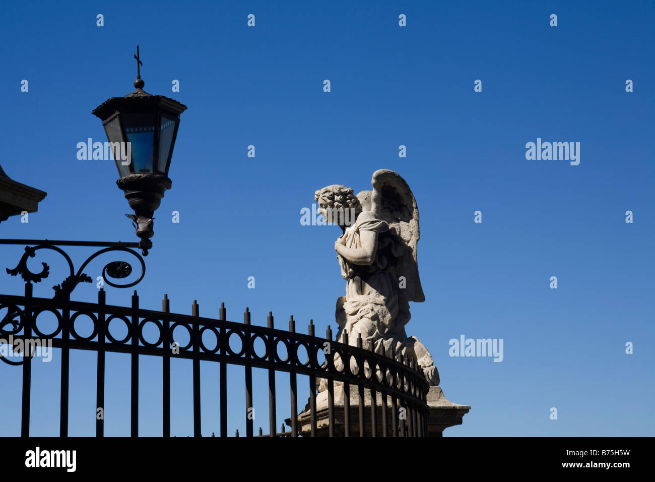 Dettaglio del Palazzo dei Papi di Avignone, Provenza, Francia. Angelo, gate e lampione Foto Stock