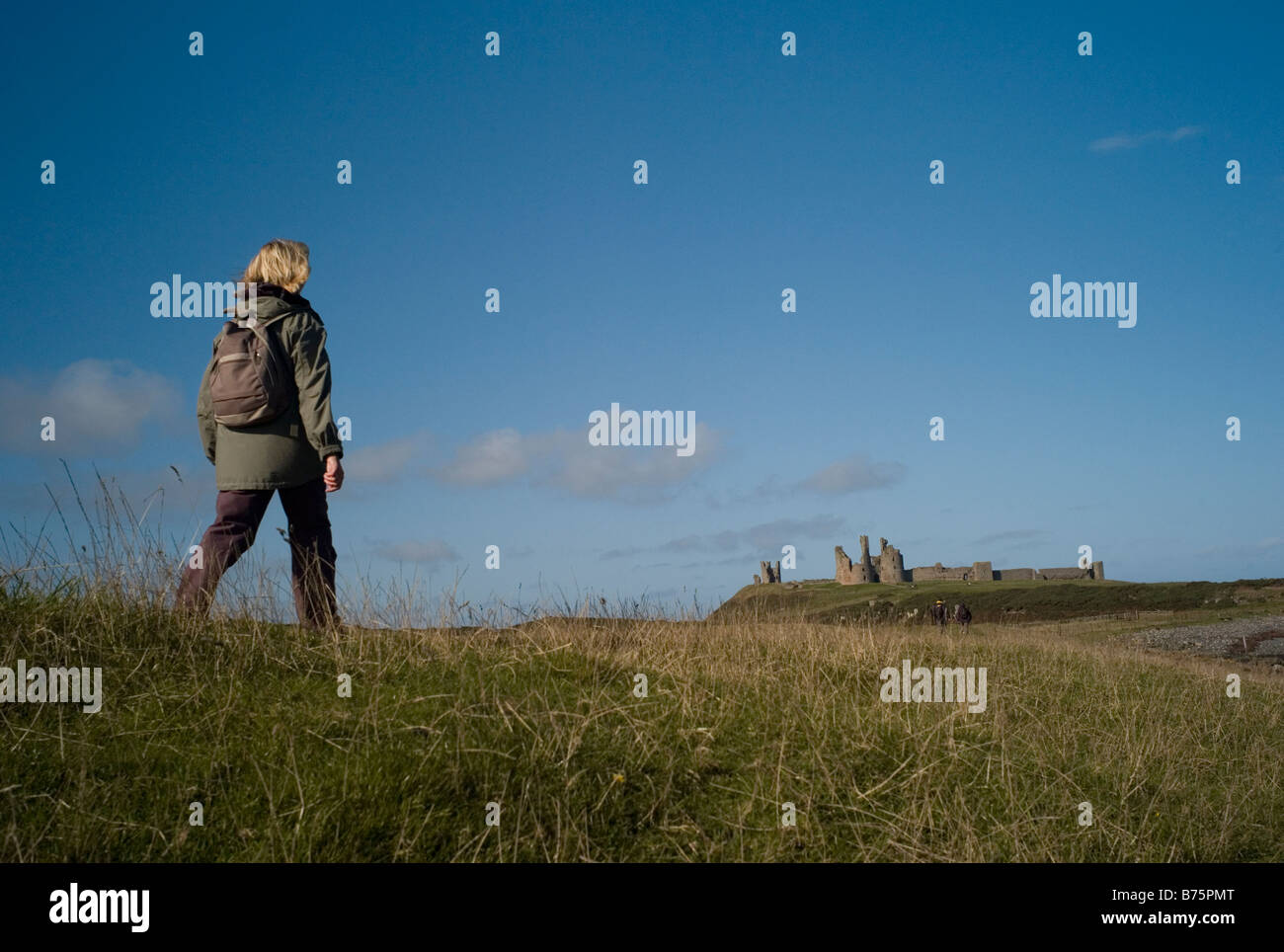 Camminando sulla Northumberland coast path REGNO UNITO Foto Stock