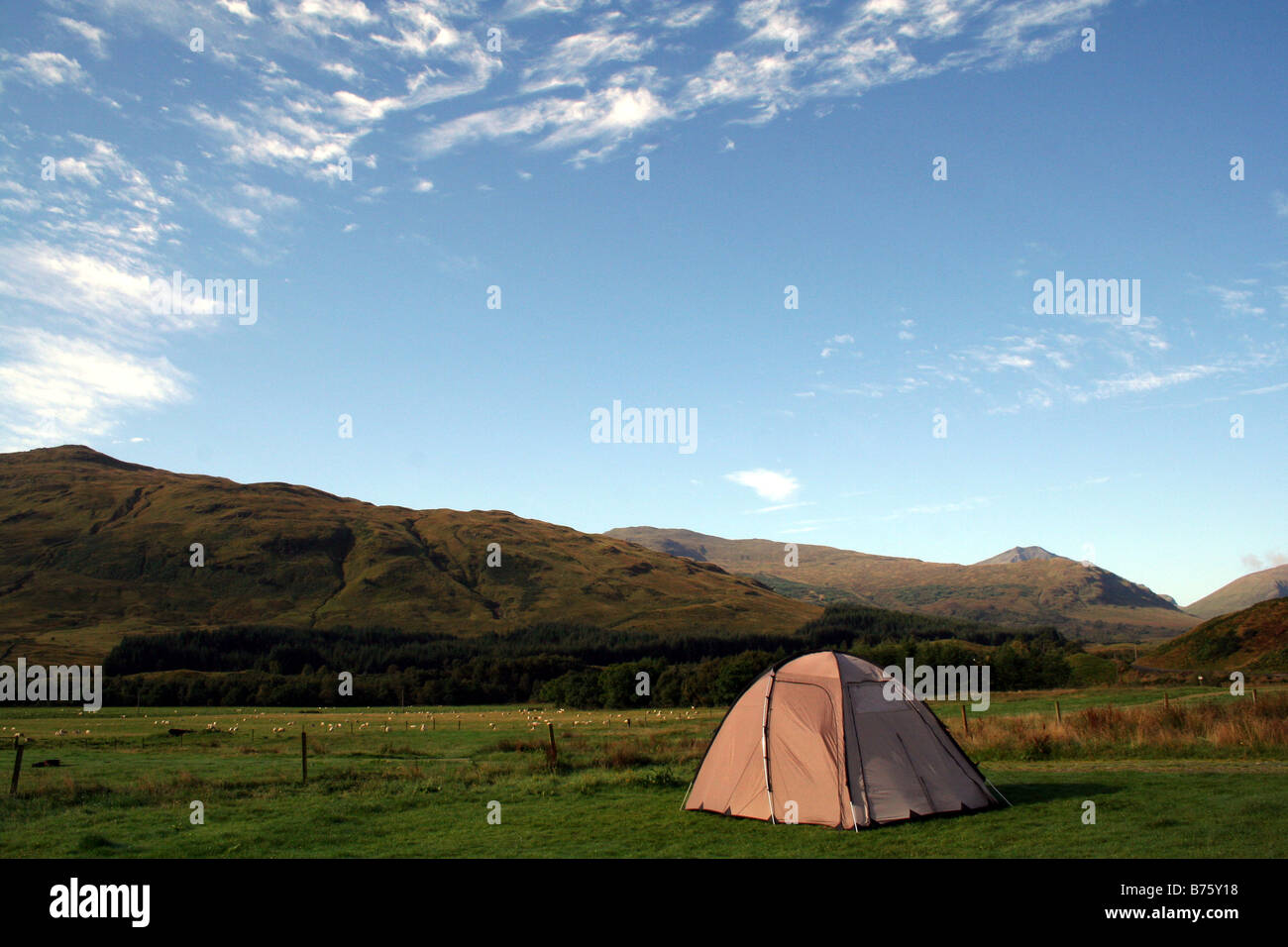 Tenda Campeggio a West Highland Way nelle Highlands scozzesi Foto Stock