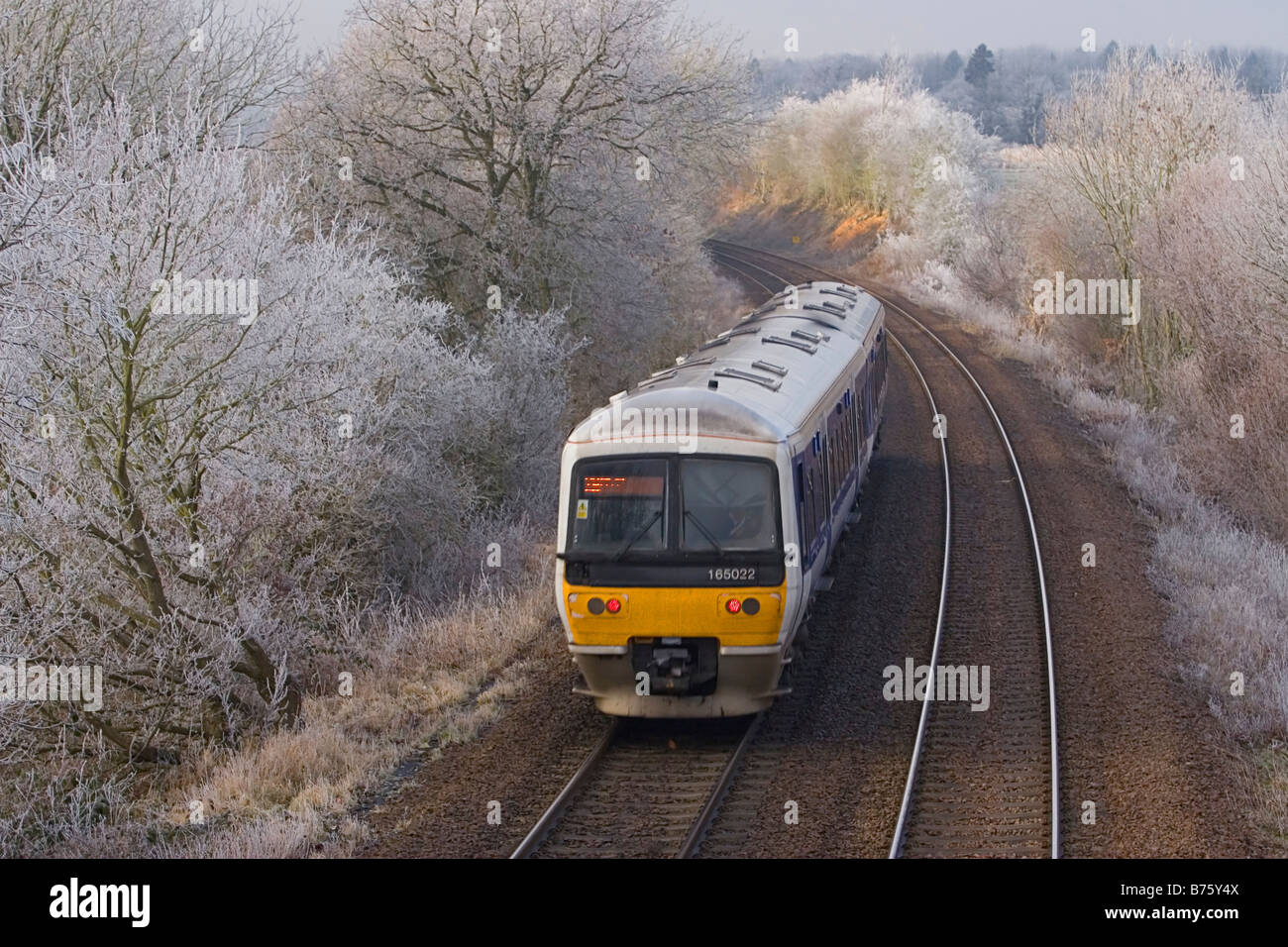 Trasformata per forte gradiente brina sulla linea di Chiltern Foto Stock