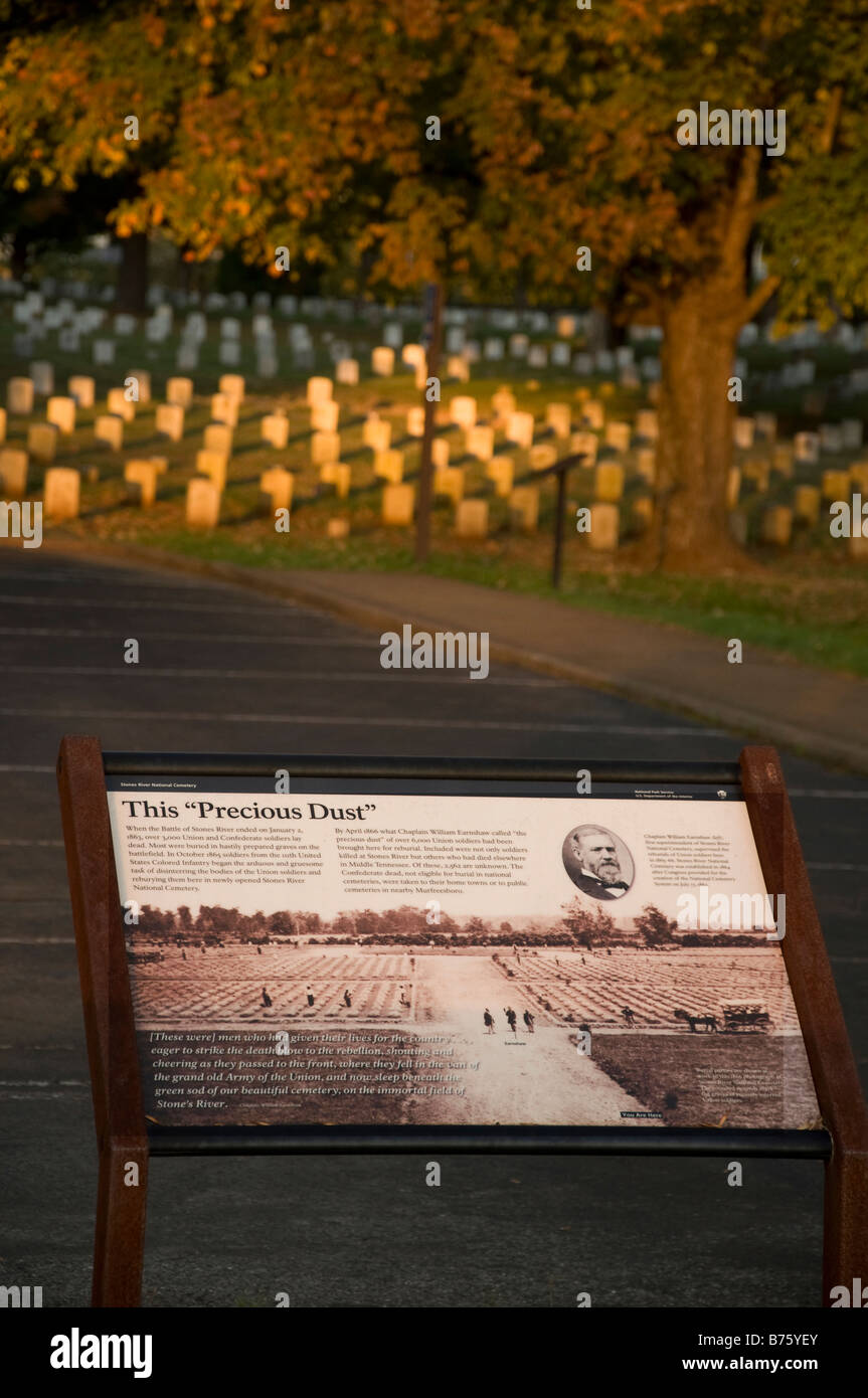 US National Cemetery a pietre River National Battlefield vicino a Murfreesboro Tennessee Foto Stock