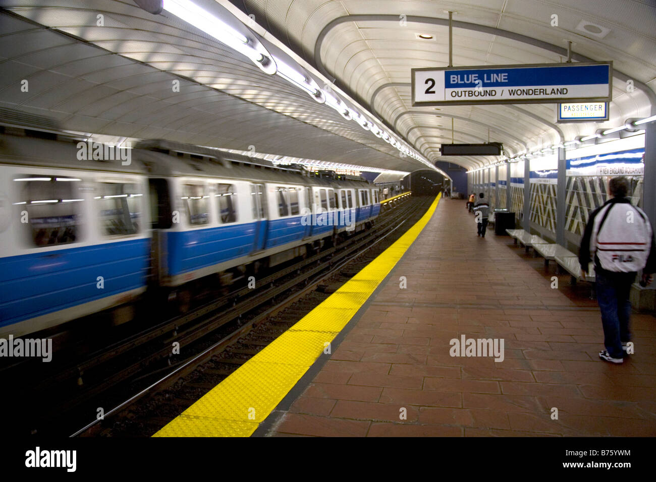 MBTA metropolitana della linea blu in Boston Massachusetts, STATI UNITI D'AMERICA Foto Stock