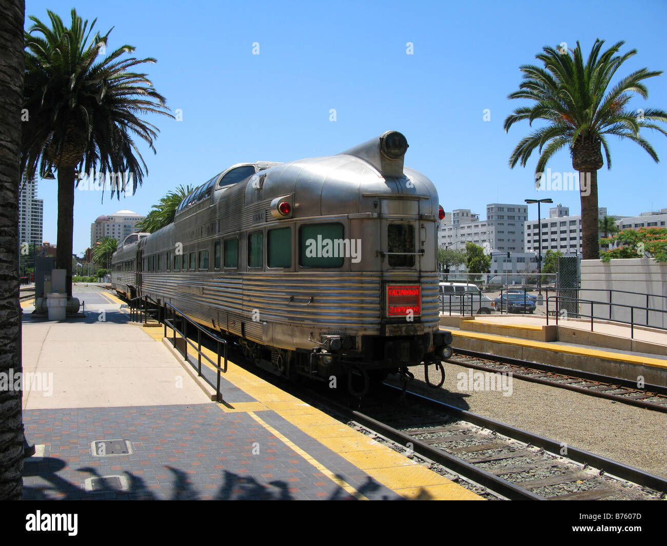 "California Zephyr " Treno a Santa Fe Station, San Diego, California, Stati Uniti d'America. Foto Stock