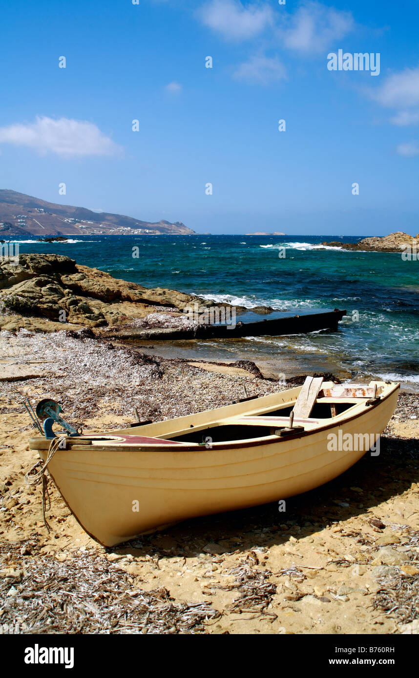 Panormos Bay cicladi grecia isola di Mykonos Grecia Foto Stock
