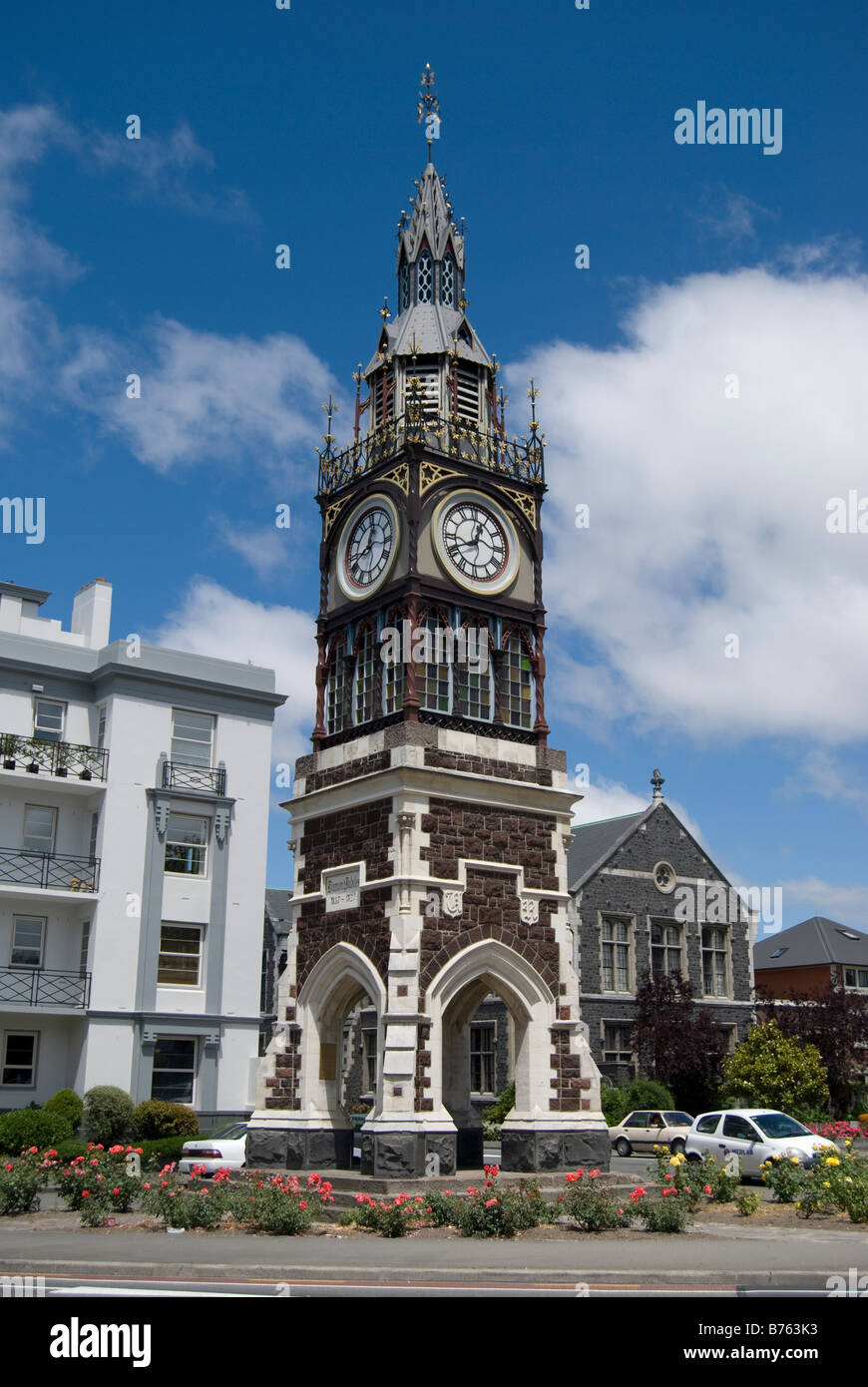 Victoria di Clock Tower, Victoria Street, Christchurch, Canterbury, Nuova Zelanda Foto Stock