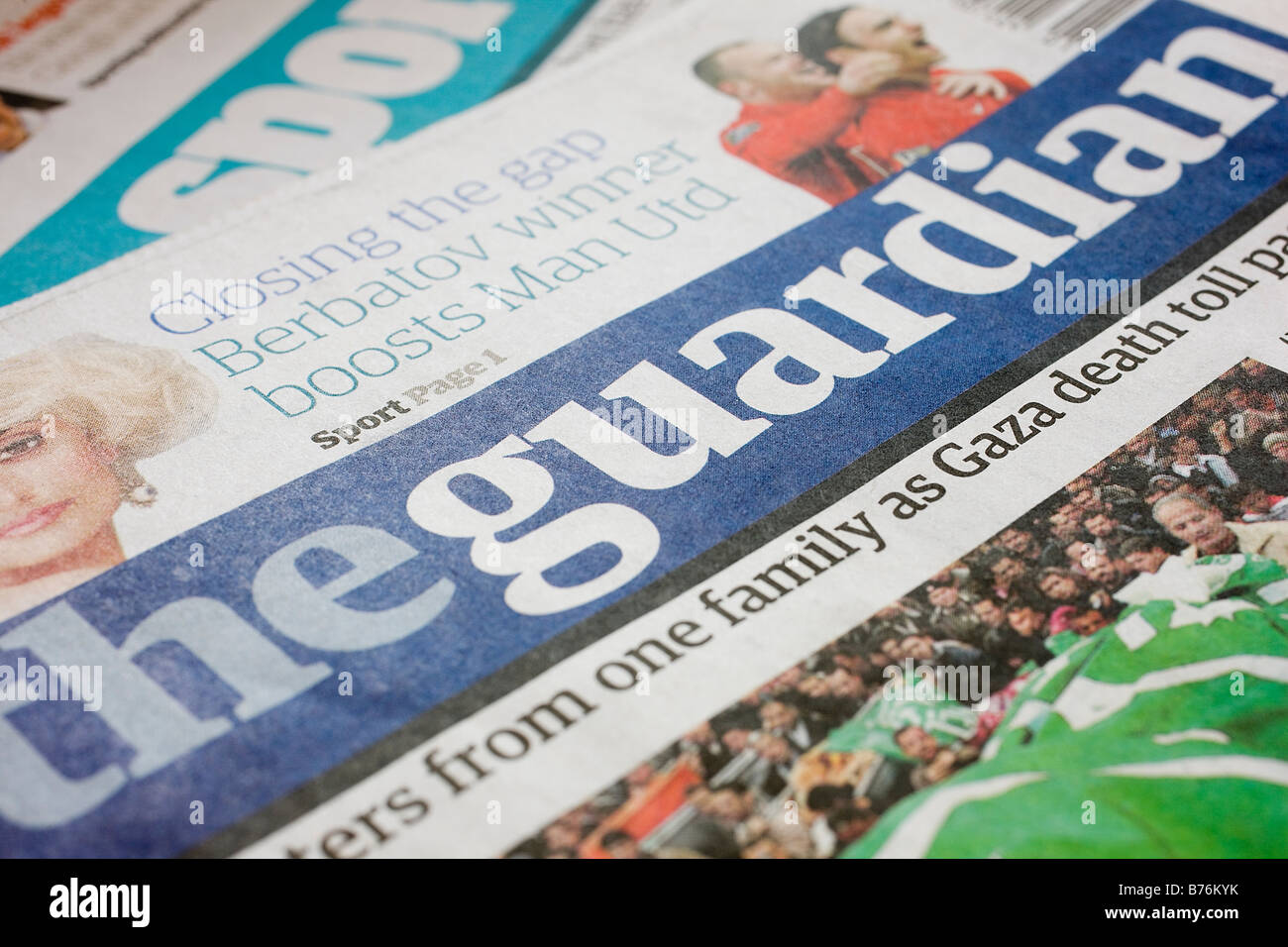 Dettaglio della pagina anteriore del British National quotidiano The Guardian Foto Stock