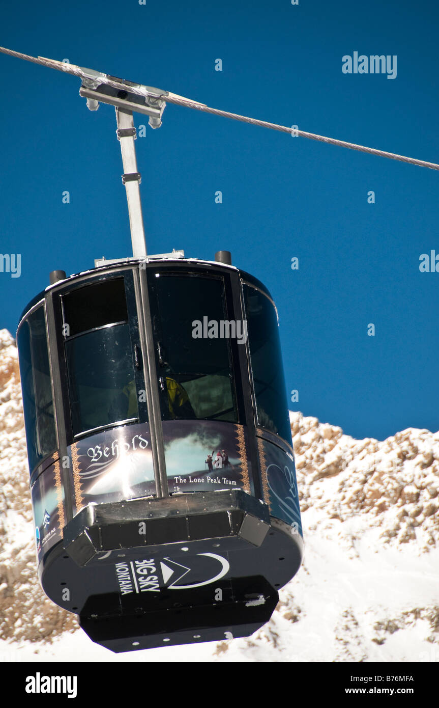 Il tram auto, Lone Peak Tram, Big Sky Resort, Big Sky, Montana. Foto Stock