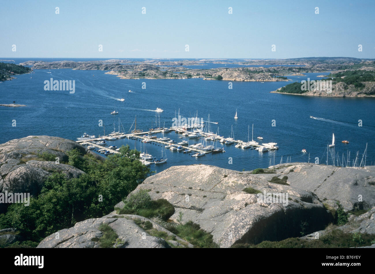 Veduta aerea del porto di Fjällbacka Bohuslän,, Svezia Foto Stock