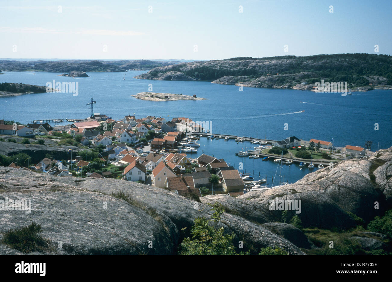 Veduta aerea di Fjällbacka Bohuslän,, Svezia Foto Stock