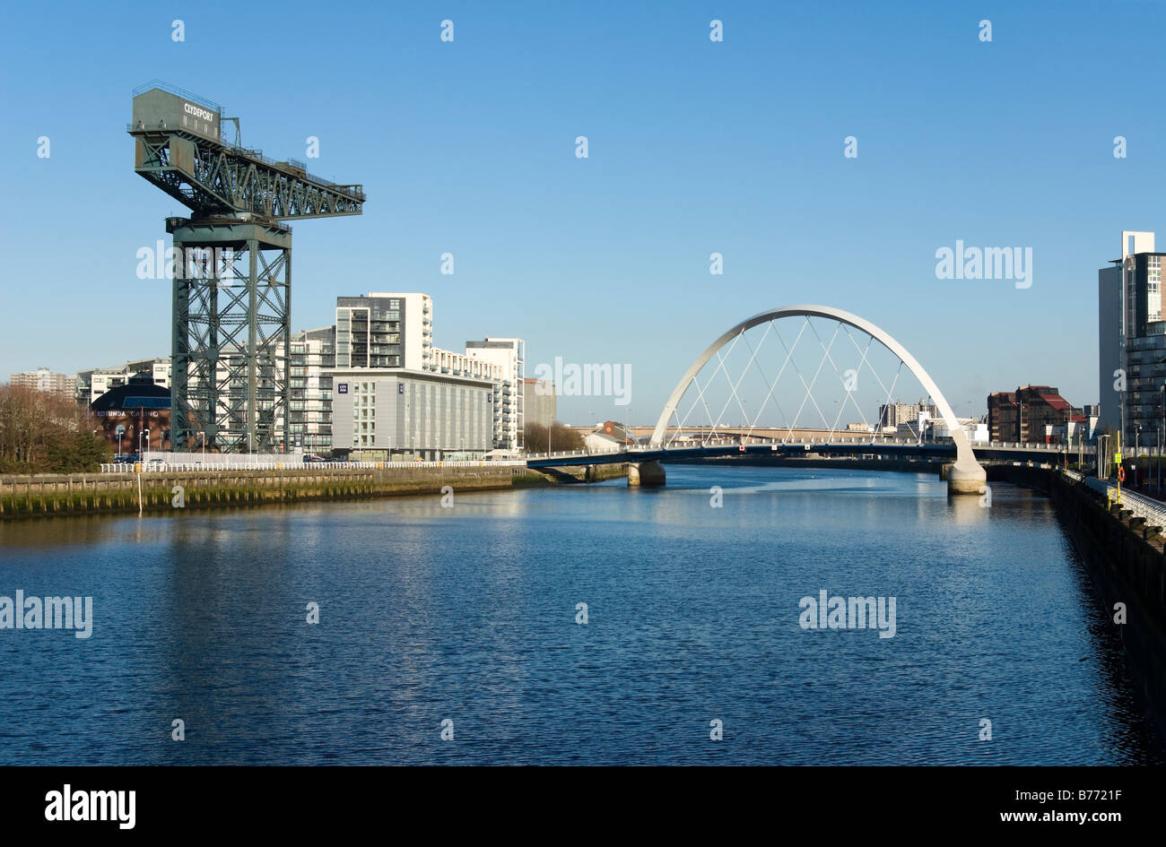 Vista del fiume Clyde, Glasgow, Scotland, Regno Unito, Europa. Foto Stock