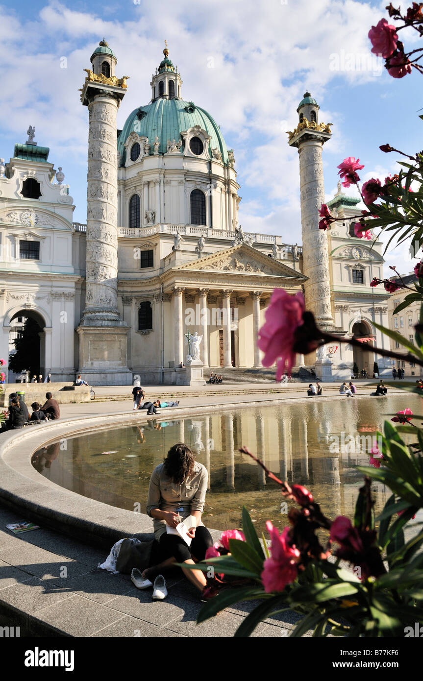 San Carlo, la Chiesa, Karlskirche, Vienna, Austria, Europa Foto Stock